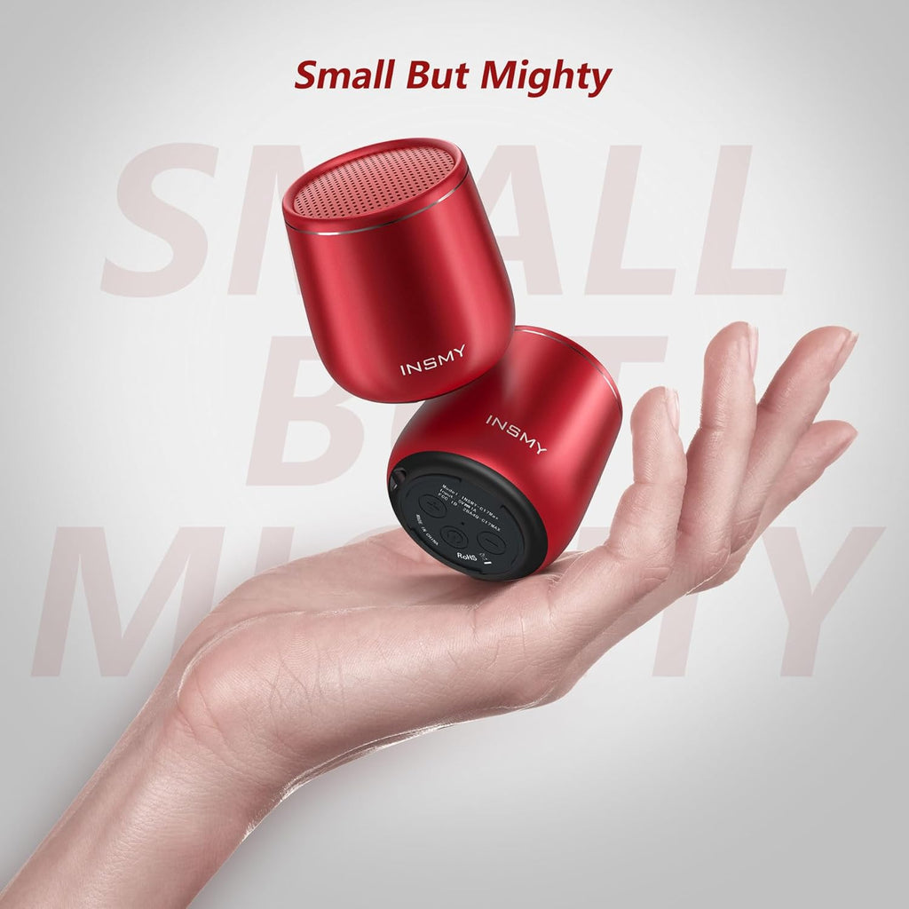 Small Bluetooth Speaker, Waterproof Mini Portable Wireless Speaker, Punchy Bass Rich Audio Stereo Pairing, Handheld Pocket Size, Built in Mic for Hiking Biking Gift Laptop Tablet (Red)