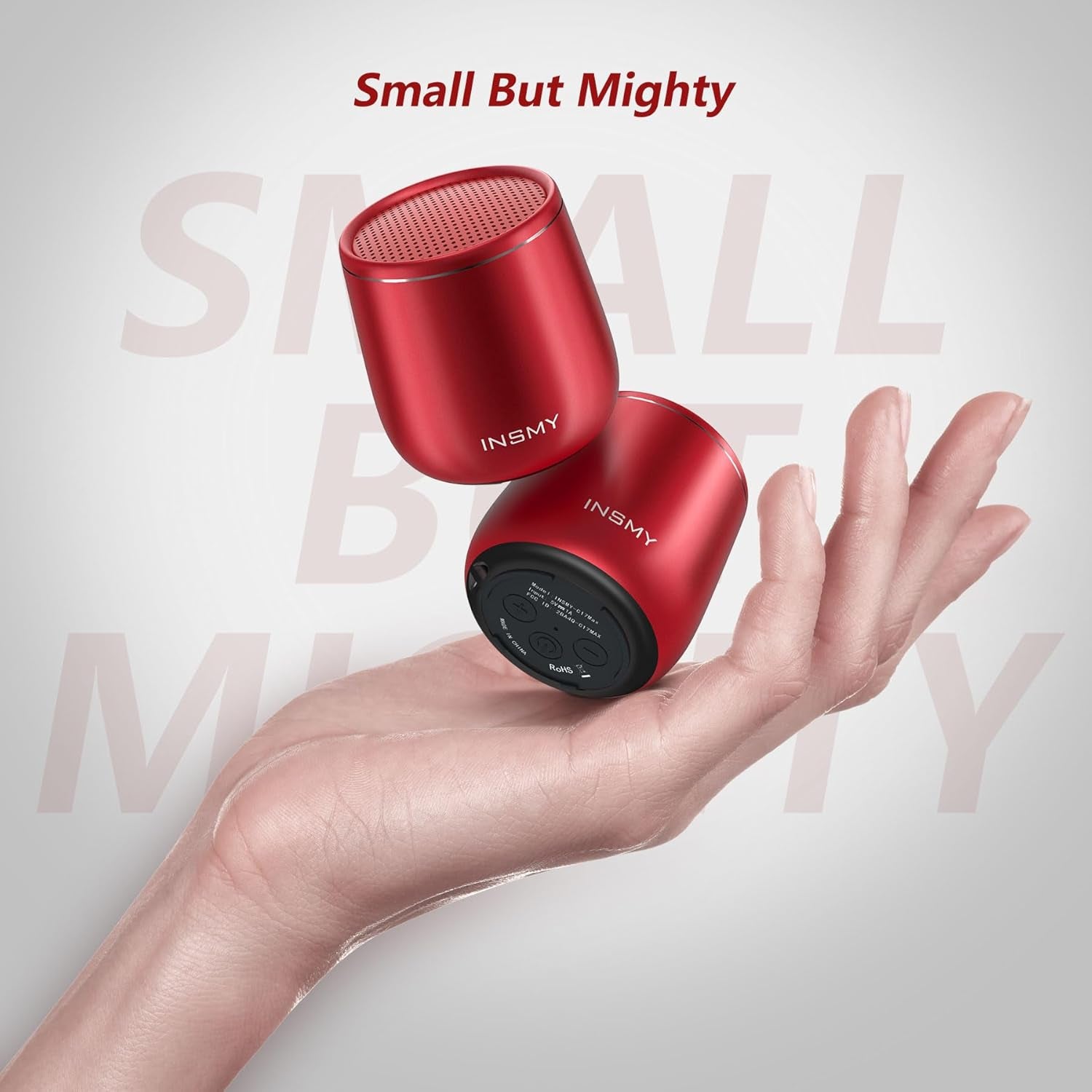 Small Bluetooth Speaker, Waterproof Mini Portable Wireless Speaker, Punchy Bass Rich Audio Stereo Pairing, Handheld Pocket Size, Built in Mic for Hiking Biking Gift Laptop Tablet (Red)