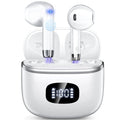 Wireless Earbuds Bluetooth 5.4​ Noise Cancelling for Iphone Android with 4 ENC Mic, Dual LED Display, 50H Playtime IPX7 Waterproof in Ear Headphones, White