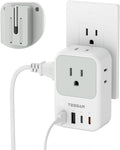USB C Charger Block 20W PD, Fast Charging Adapter with Foldable Plug, 1875W Power Outlet Extender(4 AC and 4 USB) for Cruise, Home, Office, Dorm Room Essentials, Grey