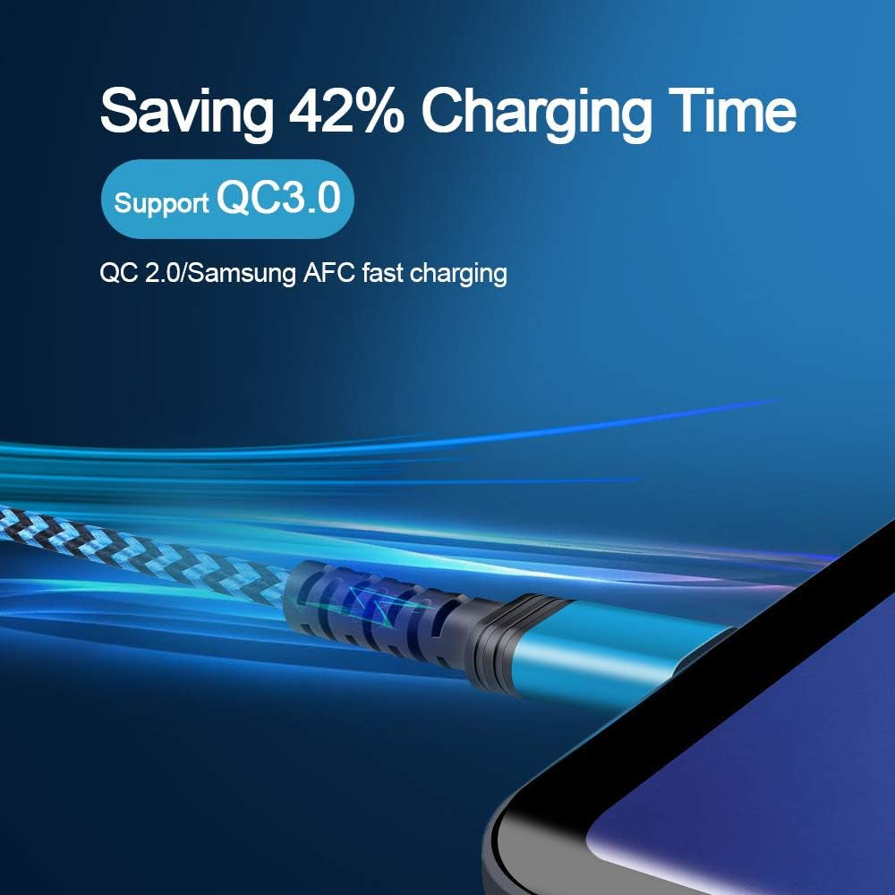 Type C Samsung Fast Charging Cable for Galaxy S26 S25 S24 Ultra A17 A16 A15 A56 A36 A14 5G Z Fold7 Fold6 Flip7 Flip6 Iphone 17E 17 16E 16 Pro Max, 5Pack 6FT Braided USB C Android Auto Car Charger Cord