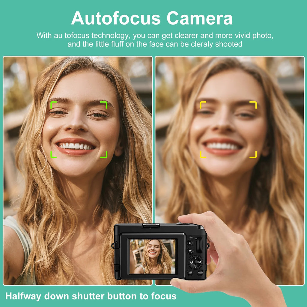 Vlogging Camera 4K Digital Cameras 48MP for Photography Autofocus 16X Digital Zoom for Youtube with 32GB Card
