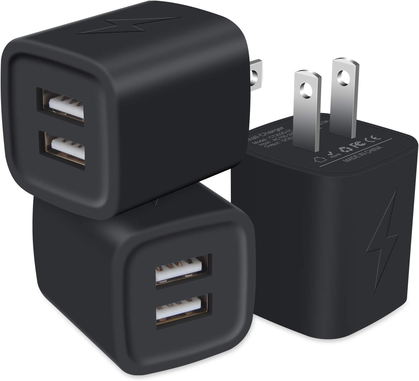 USB Outlet Plug,Fast Charging Block USB Square Wall Plug Cube 3-Pack